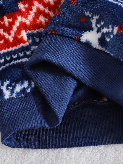 2pcs Girls' Cute Deer Print Fashionable Thick Flannel Set for Autumn/Winter, Soft and Comfortable Warm Outfit, Versatile Casual Attire with Outdoor Activities, Winter Clothing, Autumn Fashion, Stylish Kids' Wear, Playful Desi