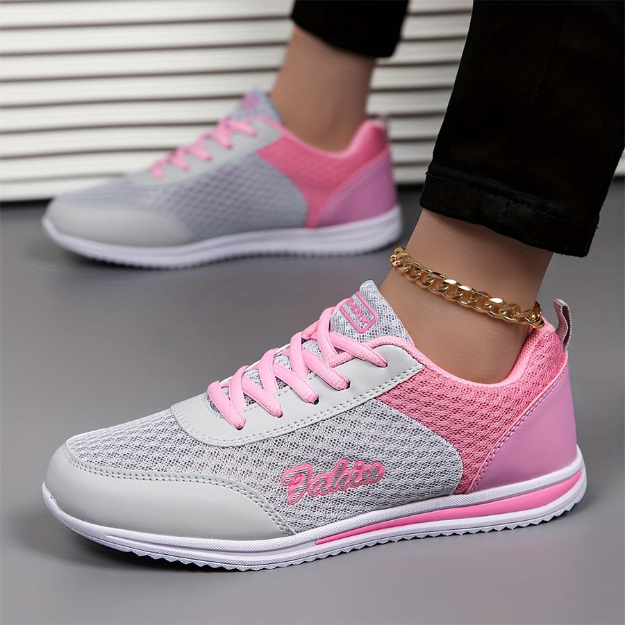 Women'S Breathable Lightweight Running Shoes - Black  Pink Checkered Design, Low-Top Lace-Up Sneakers with EVA Sole for Casual, Travel  Light Jogging, All-Season Comfort, Ladies Sneakers, Stylish Sportswear, Cushioned Suppo