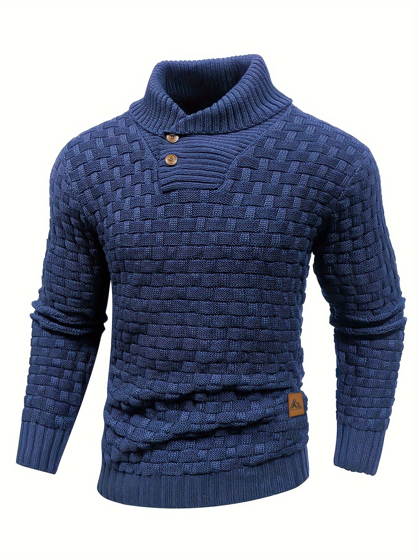 Men's Casual Waffle Pattern High Stretch Sweater, Chic Mature Pullover Sweater For Fall Winter