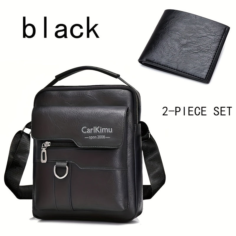 New Men's shoulder bag fashion leisure bag small satchel vertical handbag business Men's diagonal bag [zipper direction random]