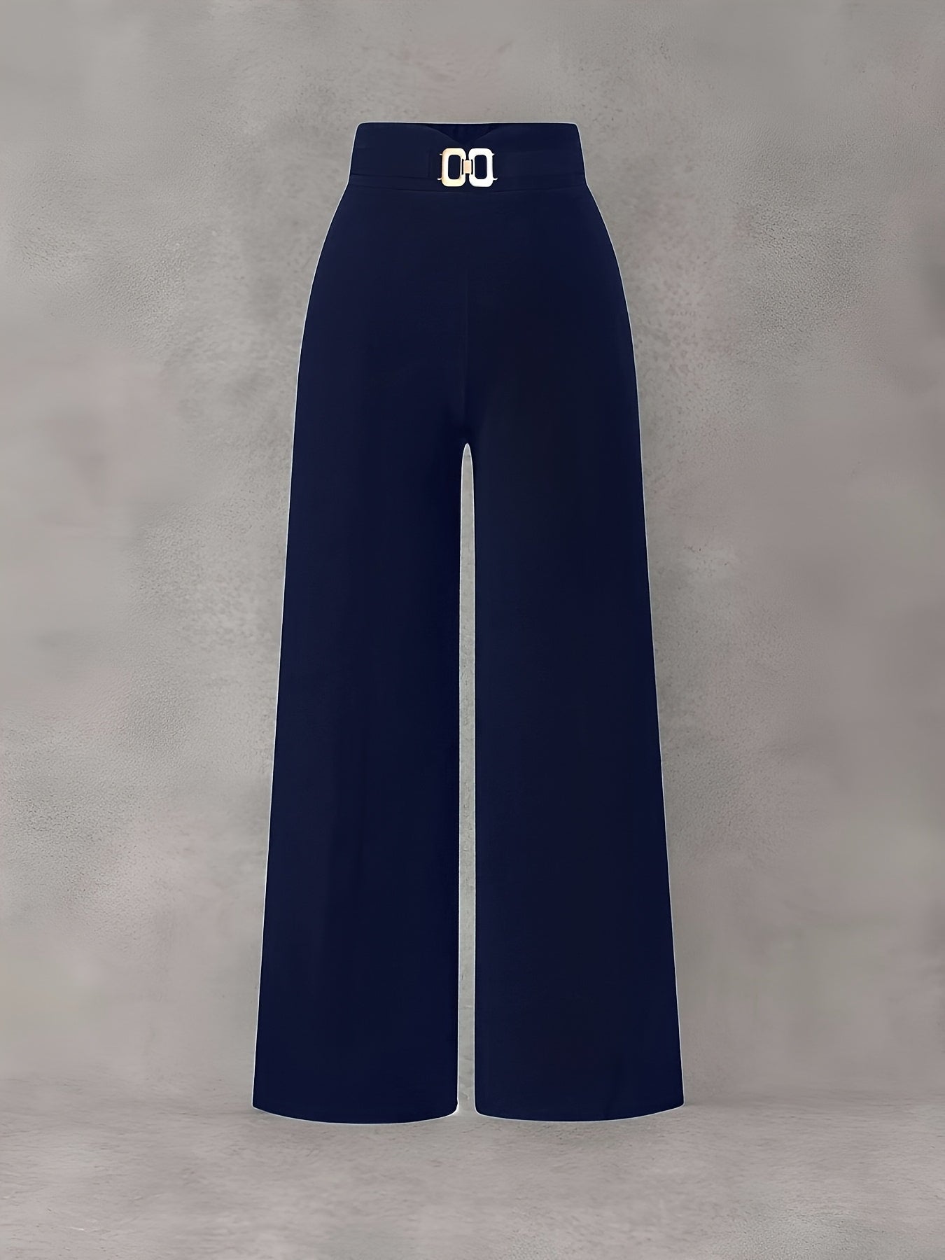 Elegant Wide-Leg Stretch Pants for Women - Solid Color, All Season