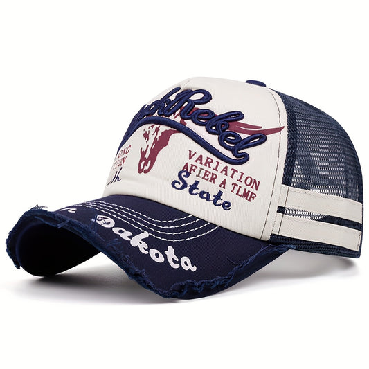 Men's Lightweight Bull Head Pattern Mesh Baseball Cap for Spring Summe