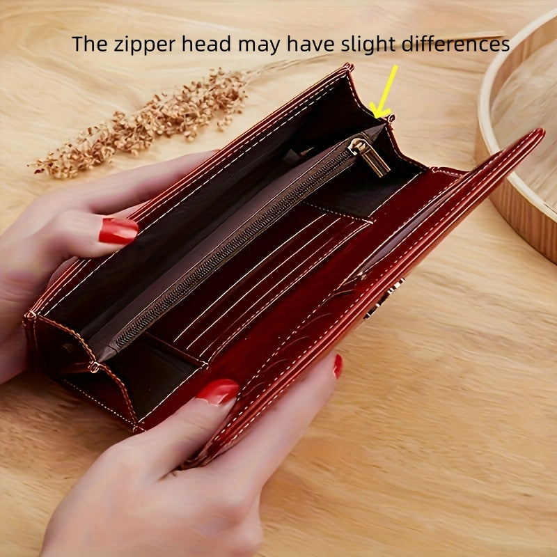 hour Women's Vintage -Korean Style Wallet - Long Wallet with Clasp Closure, Multi-Card Holder (Cash/credit), Slim Envelope Design Handbag, for daily Use, Professional & Special Events - Ladies Purse