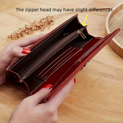 hour Women's Vintage -Korean Style Wallet - Long Wallet with Clasp Closure, Multi-Card Holder (Cash/credit), Slim Envelope Design Handbag, for daily Use, Professional & Special Events - Ladies Purse