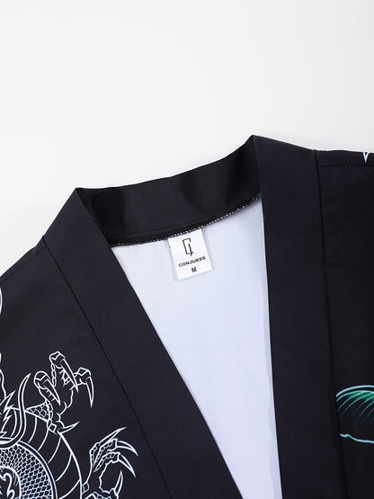 Men's Kimono Set with Carp Leaping Over the Dragon Gate Pattern