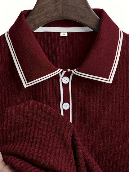 Men's Summer Casual Polo Shirt with Contrast Collar
