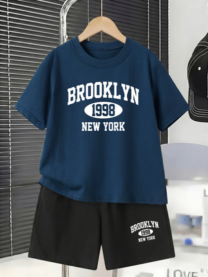 Boys' Cotton T-Shirt & Shorts Set Casual Spring Summer Outfit