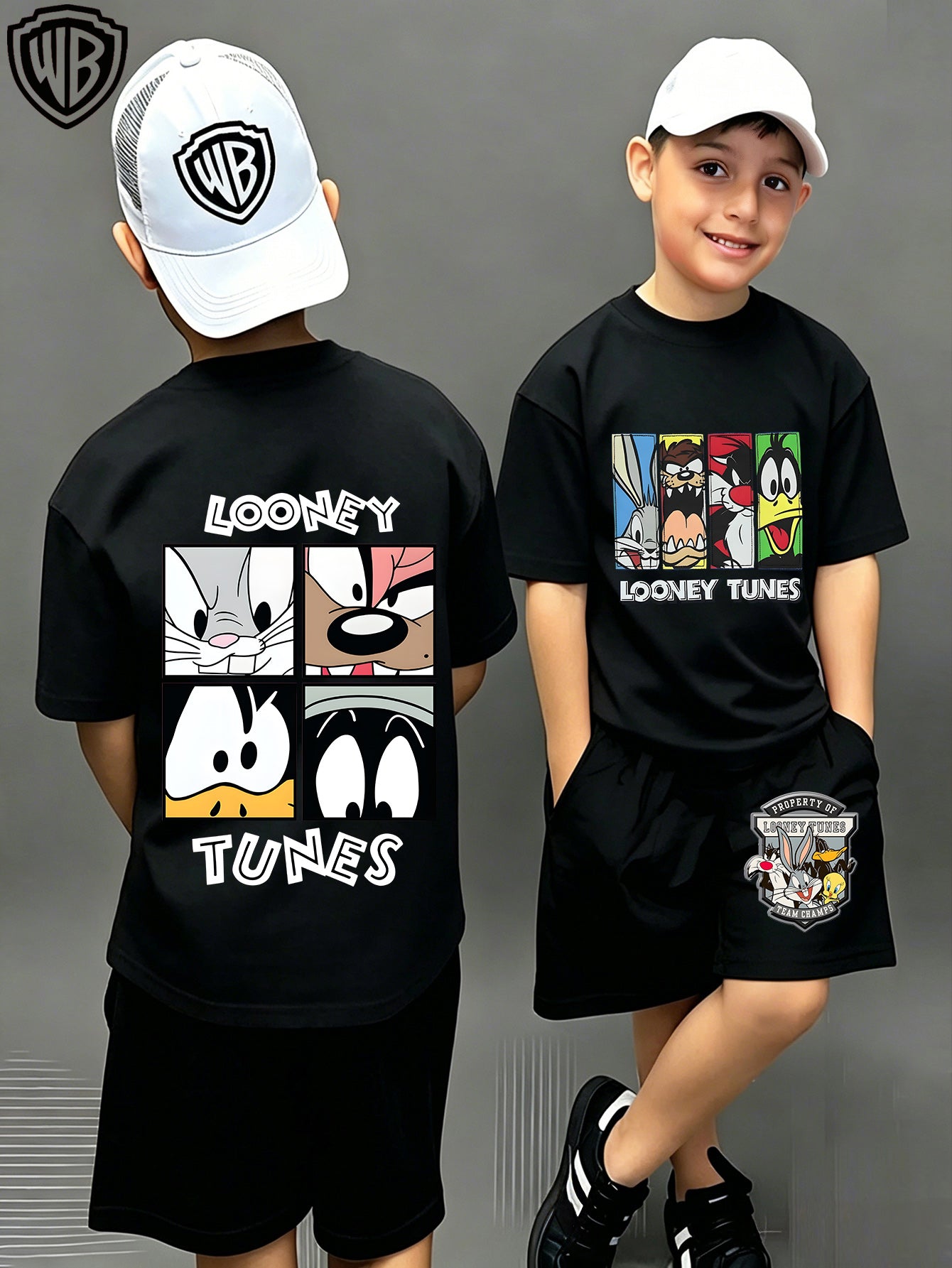 Unisex Cotton Looney Tunes T-Shirt & Shorts Set for Kids