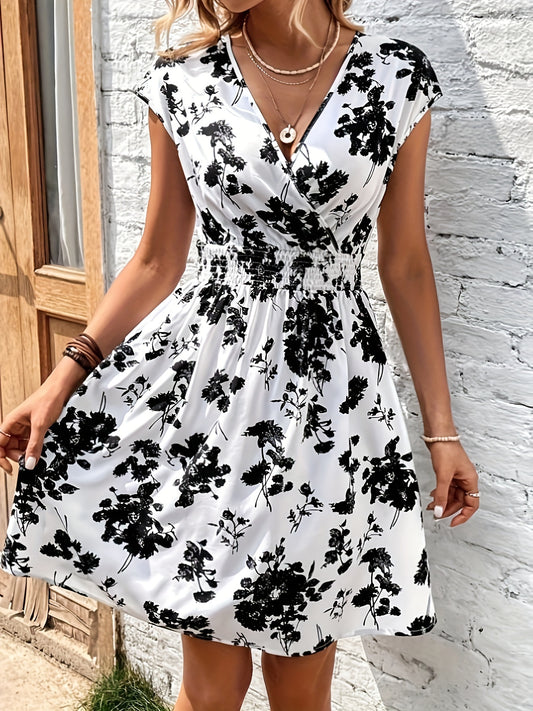 Women's Elegant Floral A-Line Dress for Spring & Summer