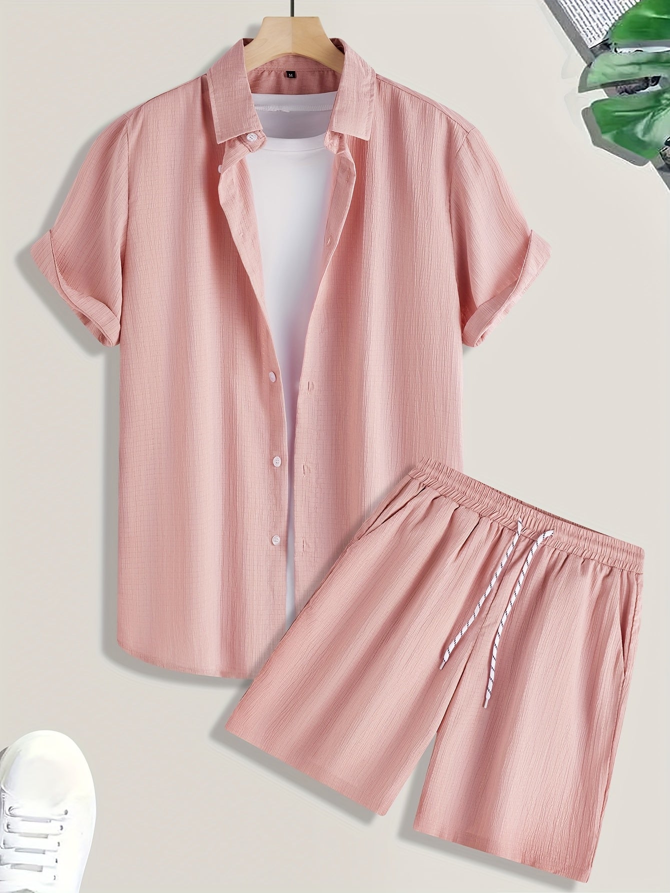 Men's Casual Short-Sleeve Shirt and Shorts Summer Set