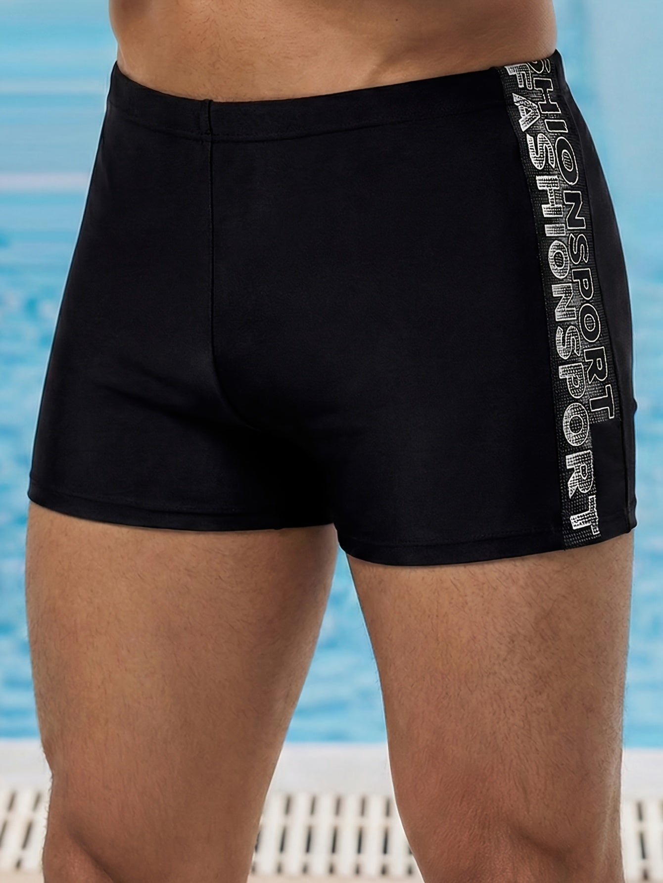 Men's Sports Boxer Swim Trunks with High-Stretch Fabric
