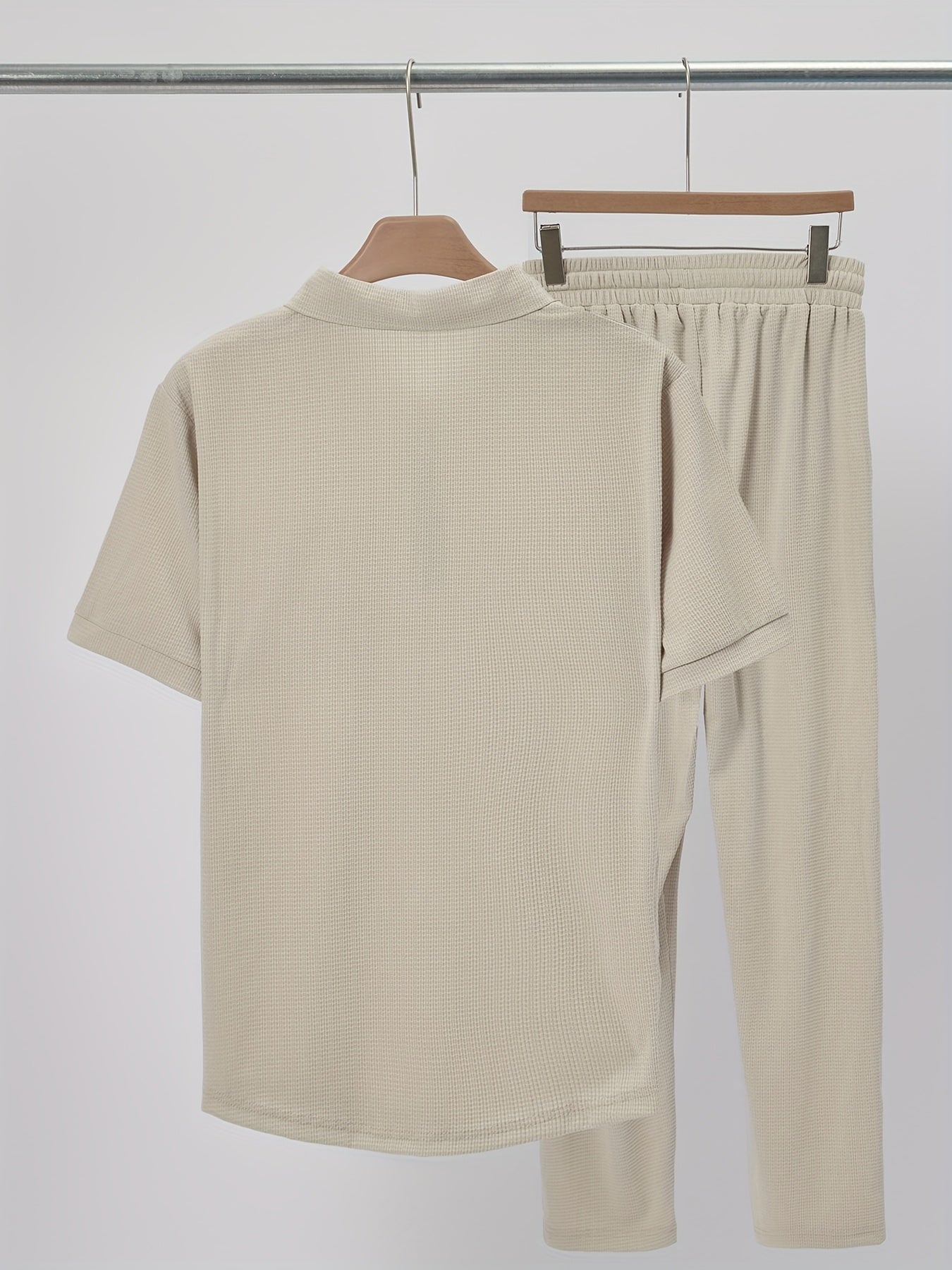 Men's Casual Fashion Short-Sleeve Zip-Up Suit, Suitable for All Seasons - ayq