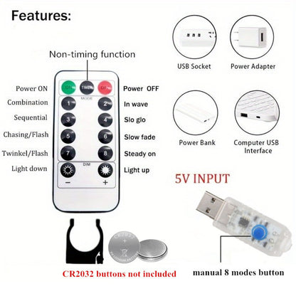 200LED Curtain Lights Christmas Decoration String Lights, 3M*2m 8 Modes String Lights with Remote, USB Powered Fairy Lights, Wedding, Halloween, Thanksgiving, Christmas, Party, Valentine's, Holiday Lighting Decor (Remote With