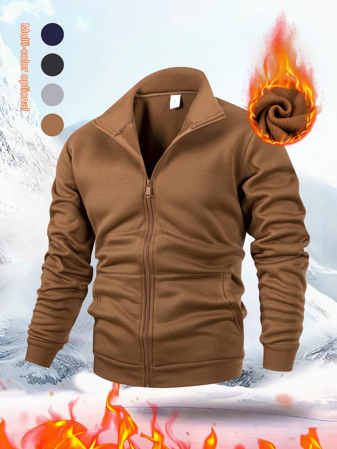 Men's Thermal Jacket - Extreme Cold Weather Zip-Up Coat with Full-Zip Exterior/Interior Layering - Lightweight Anti-Scratch Windproof Outerwear for Skiing, Camping, Hiking - Machine Washable Winter Jacket in Black/Navy/Gray/B