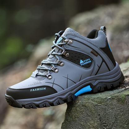 Men's High Top Hiking Shoes, Comfy Non Slip Durable Lace Up Sneakers For Men's Outdoor Activities, Winter & Autumn