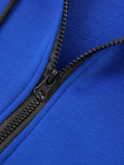 Men's Colorblock Hooded Jacket For Sports Outdoor, Stylish Leisure Outwear