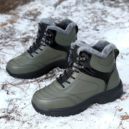 Men'S High-Top Snow Boots for Winter, Featuring Thickened Fleece for Warmth, Designed for Outdoor Activities with Slip-Resistant And Wear-Resistant Properties.