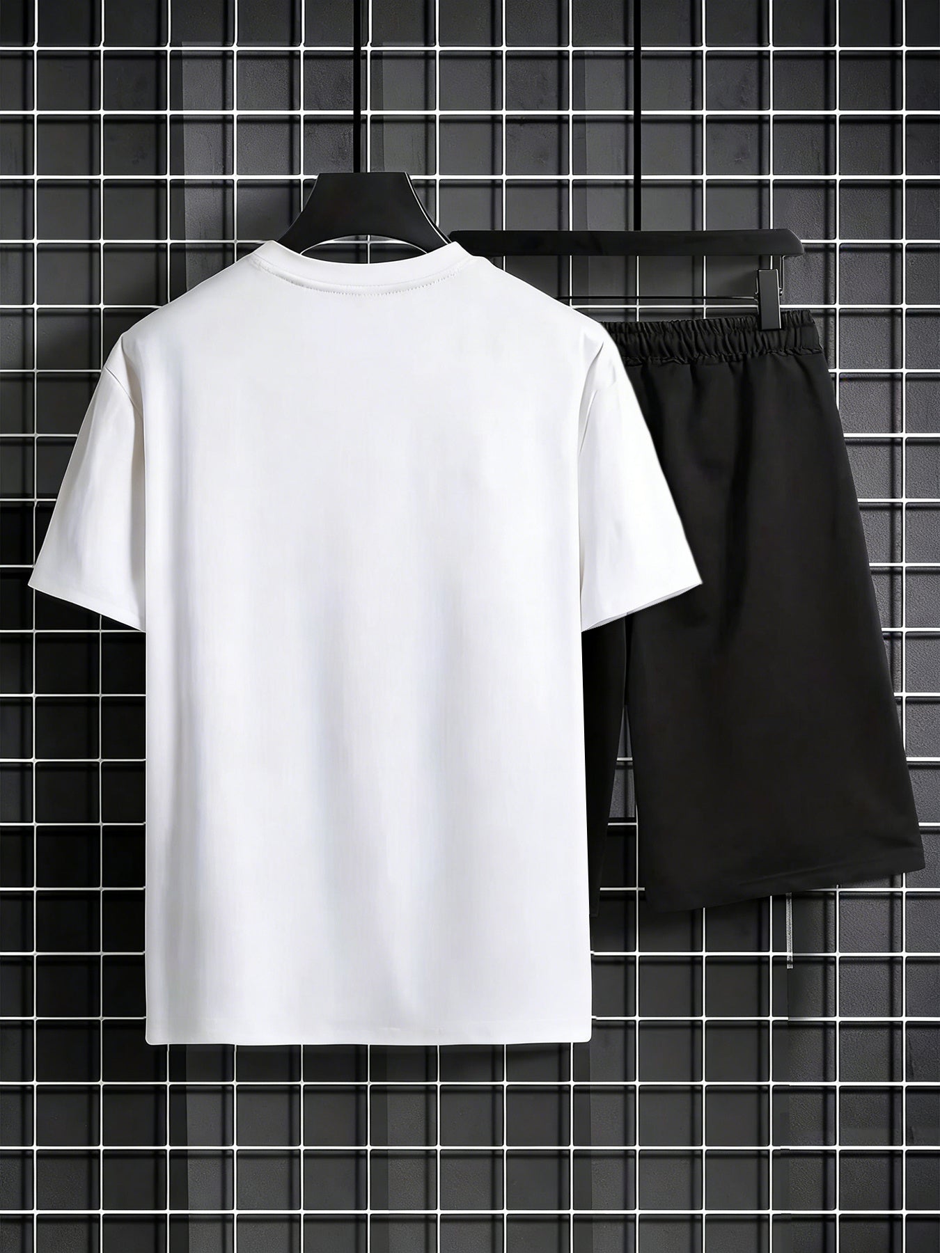 Men's Summer Short Sleeve T-Shirt and Shorts Set with Spartan Helmet P