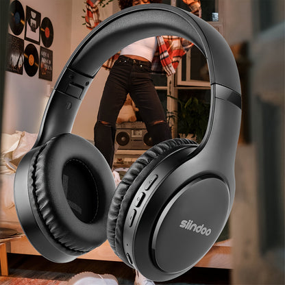 Siindoo JH919 Wireless Headset - 3EQ Sound Modes, High-Fidelity Stereo with Deep Bass - Lightweight, Foldable Design for Travel, Office Use, and Mobile Connectivity
