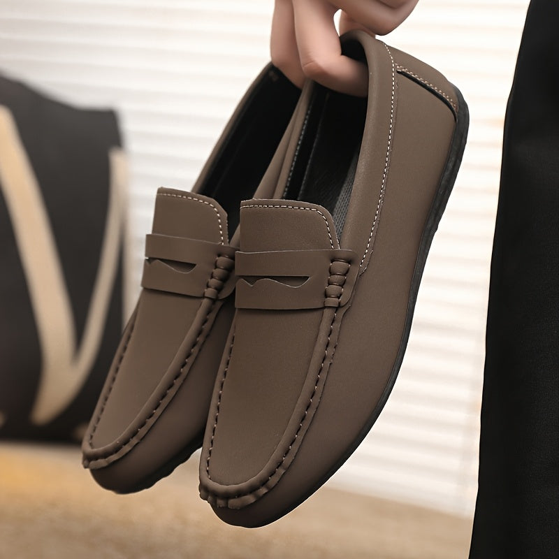 Men's PU Round-Toe Casual Loafers, Light and Comfortable