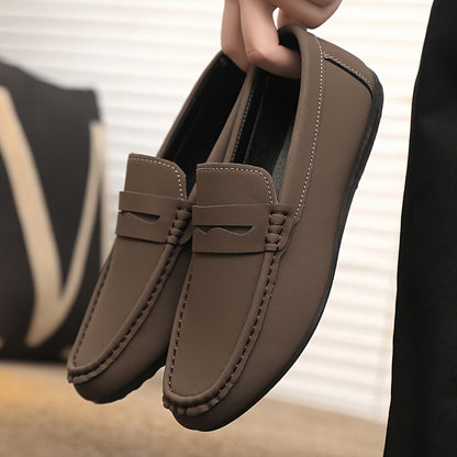 Men's PU Round-Toe Casual Loafers, Light and Comfortable