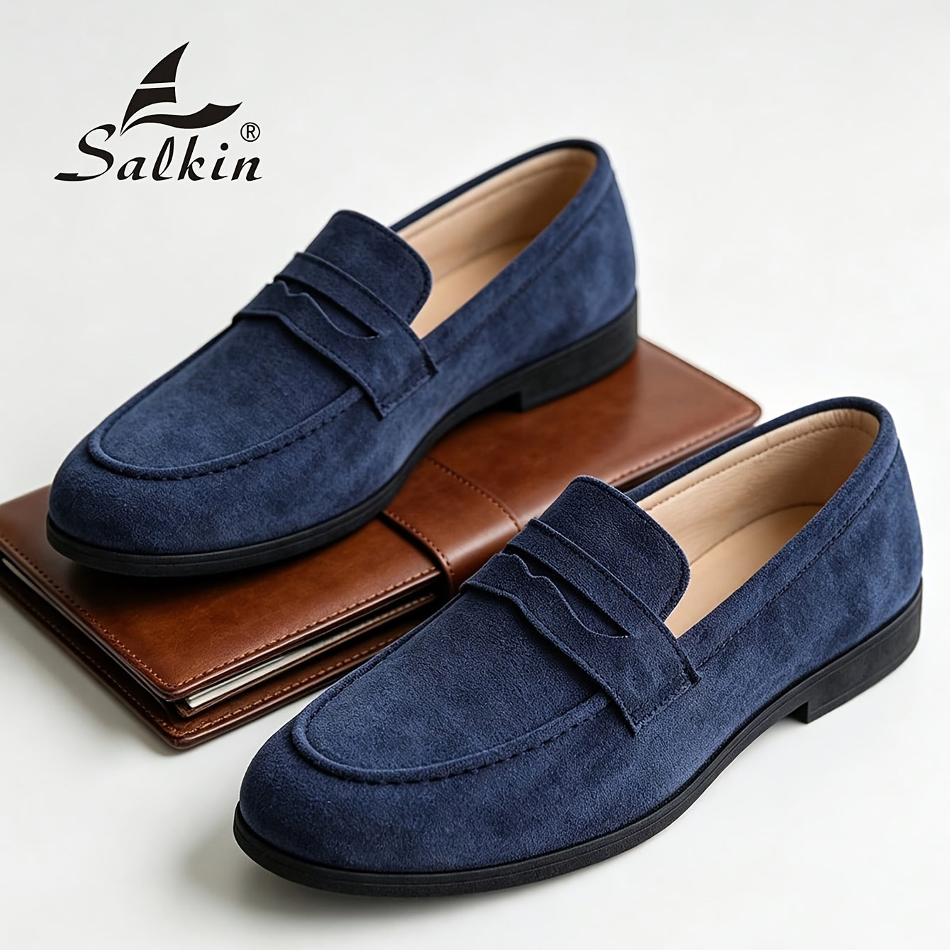 Men's PU Slip-On Loafers with Thick Sole and Round Toe