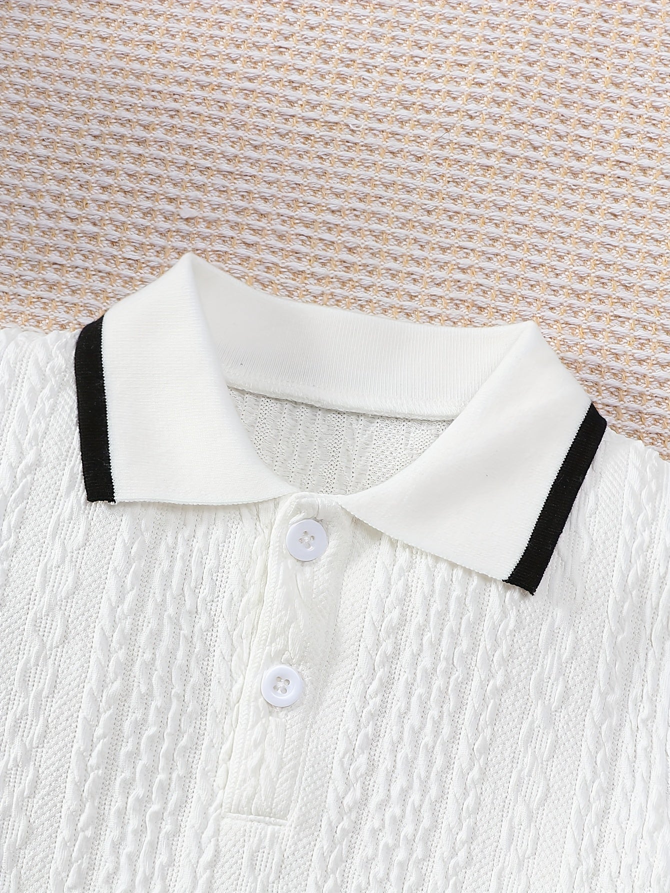 Boys' Summer Polo Shirt Casual Color-Block Short Sleeve Top