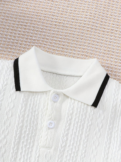 Boys' Summer Polo Shirt Casual Color-Block Short Sleeve Top
