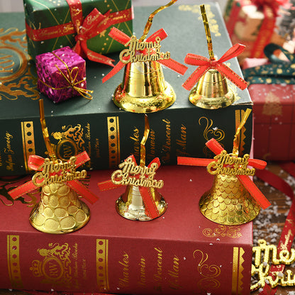 6pcs/9pcs Golden Yellow Small Bells Christmas Ornaments - Classic Golden Bell Decorations with Red Ribbon-like Hangers, Plastic Non- Tree & Wreath Bells for Xmas, New Year, Wedding, Party - & Pets (Bulk Pack), Christmas Decor