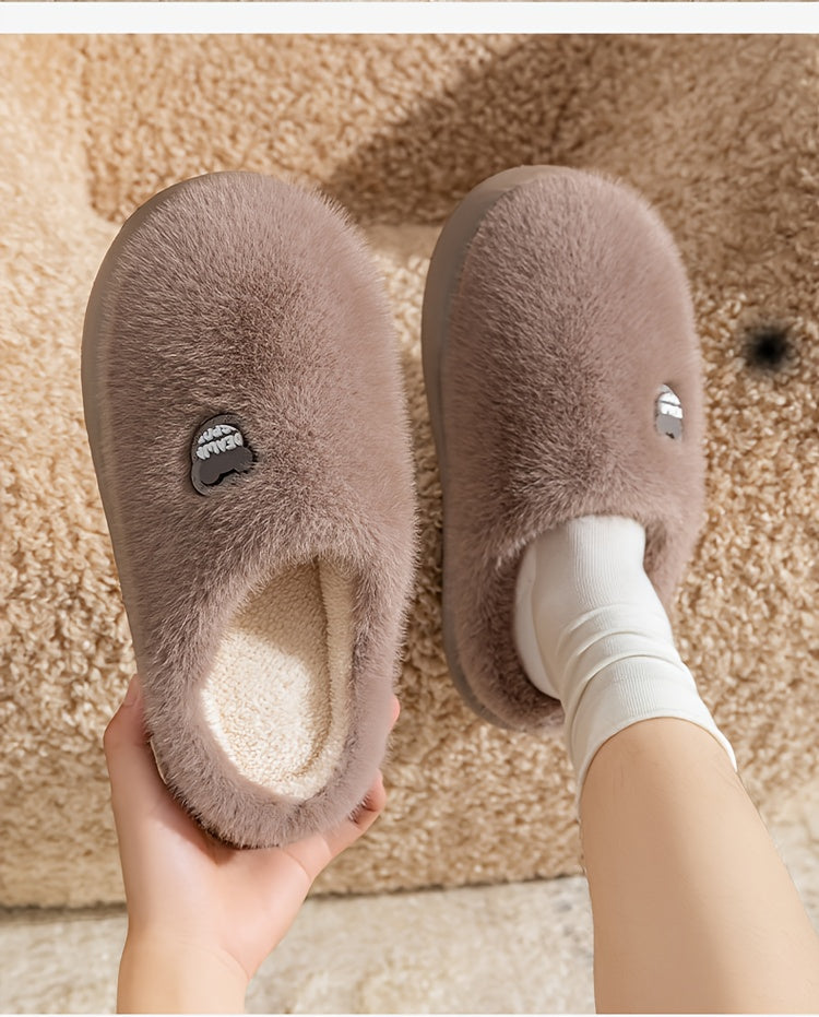 Cozy Plush Slippers for Men & Women - Winter Warm Indoor House Shoes with Non-Slip EVA Sole, Thick Cushioned Lining & Soft Round Toe - Unisex Slip-On Slippers for Home, Lounge, Bedroom (Men's & Women's Design), Slippers for G