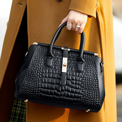Women's Genuine Leather Crocodile-Pattern Crossbody Bag