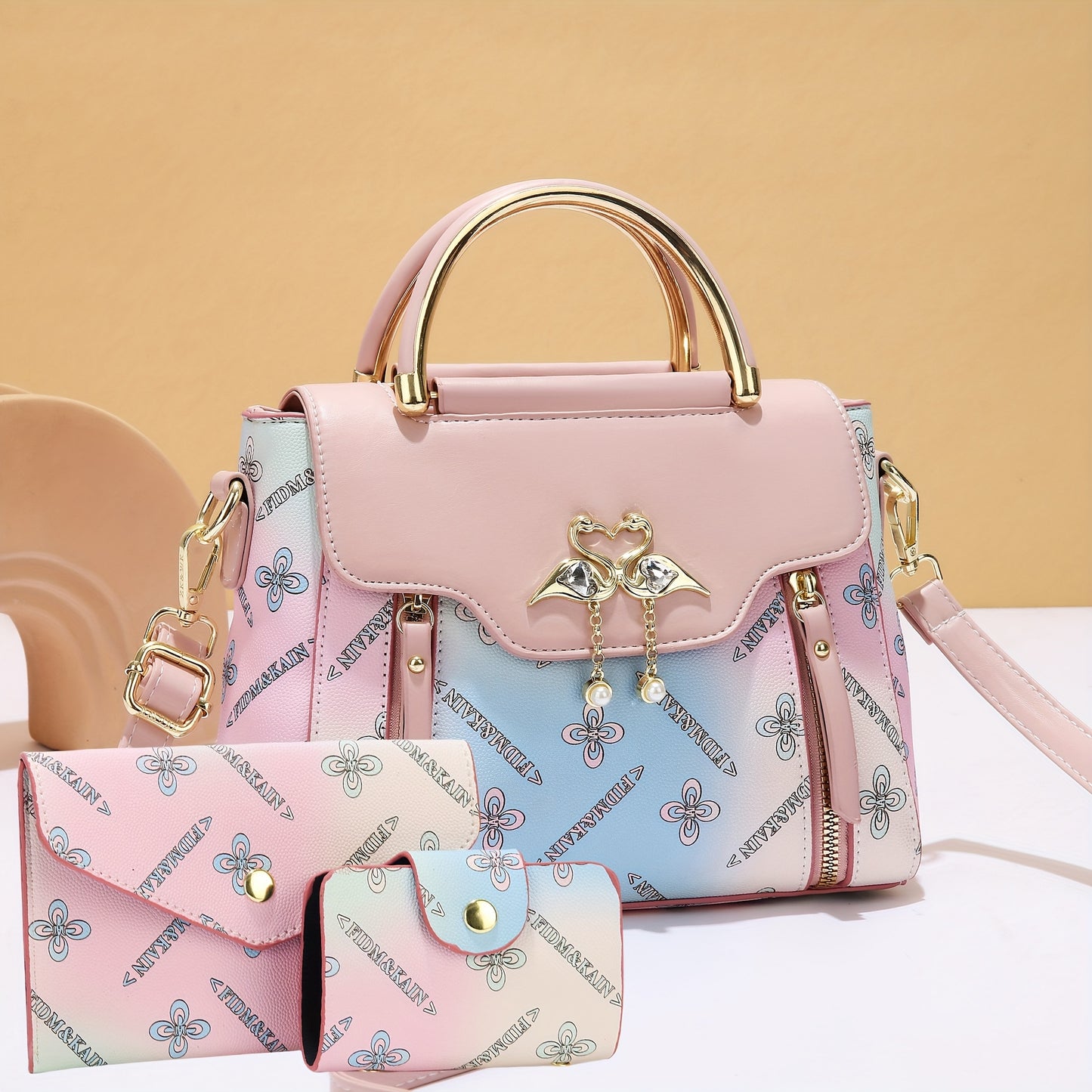 Women's Bag Set of Three: Printed Shoulder Bags, Stylish Tote Handbags and Versatile Crossbody Pouches