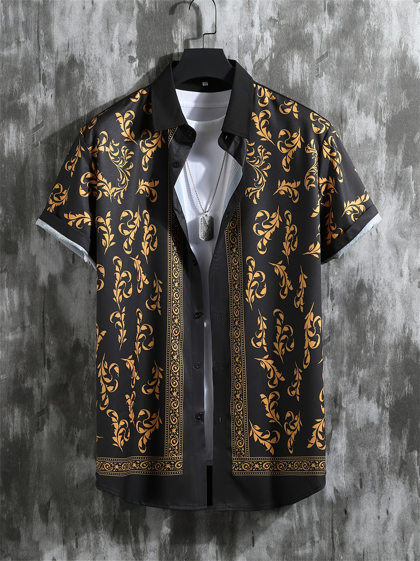 Men's Casual Summer Outfit Set, Short Sleeve Shirt And Pants, Floral Print, Polyester Blend, Machine Washable