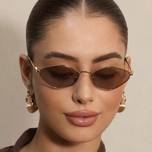 Unisex Small Metal Frame Cat Eye Glasses with Tinted Lenses