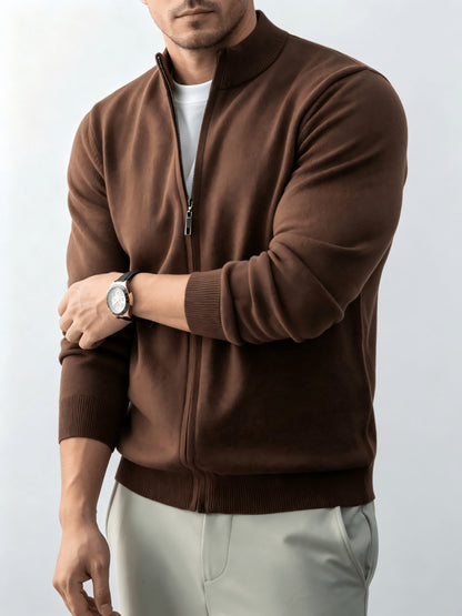 Men's Stand Collar Knit Cardigan Full-Zip Casual Fall Sweater