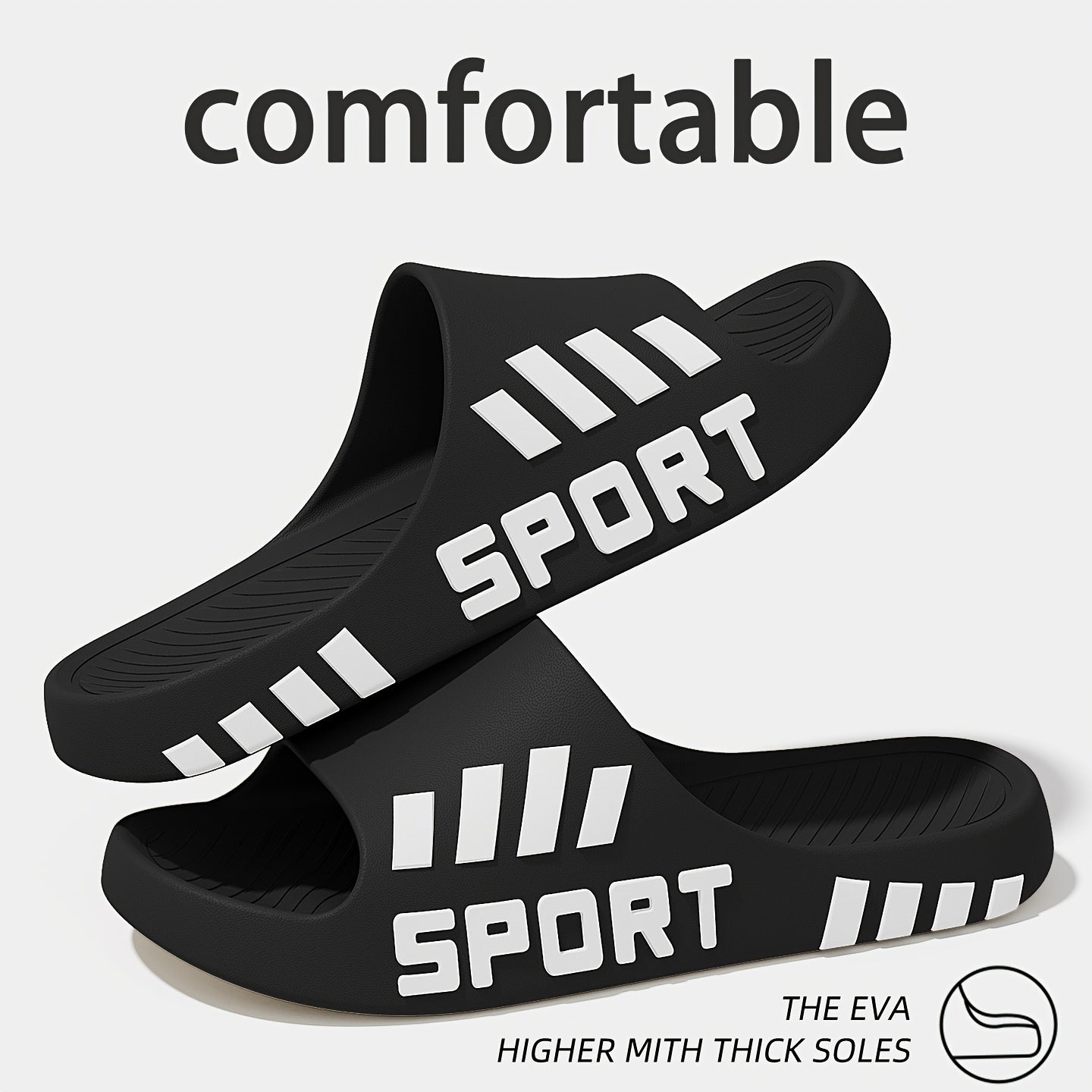 Men's stylish sports flip-flops, indoor non-slip couple slippers, casual and comfortable EVA material slippers, available in large sizes 48-49 - ayq
