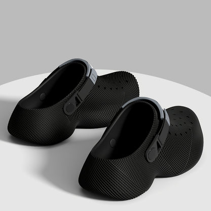 Unisex EVA Summer Slides with Textured Hole Design, Thick Sole