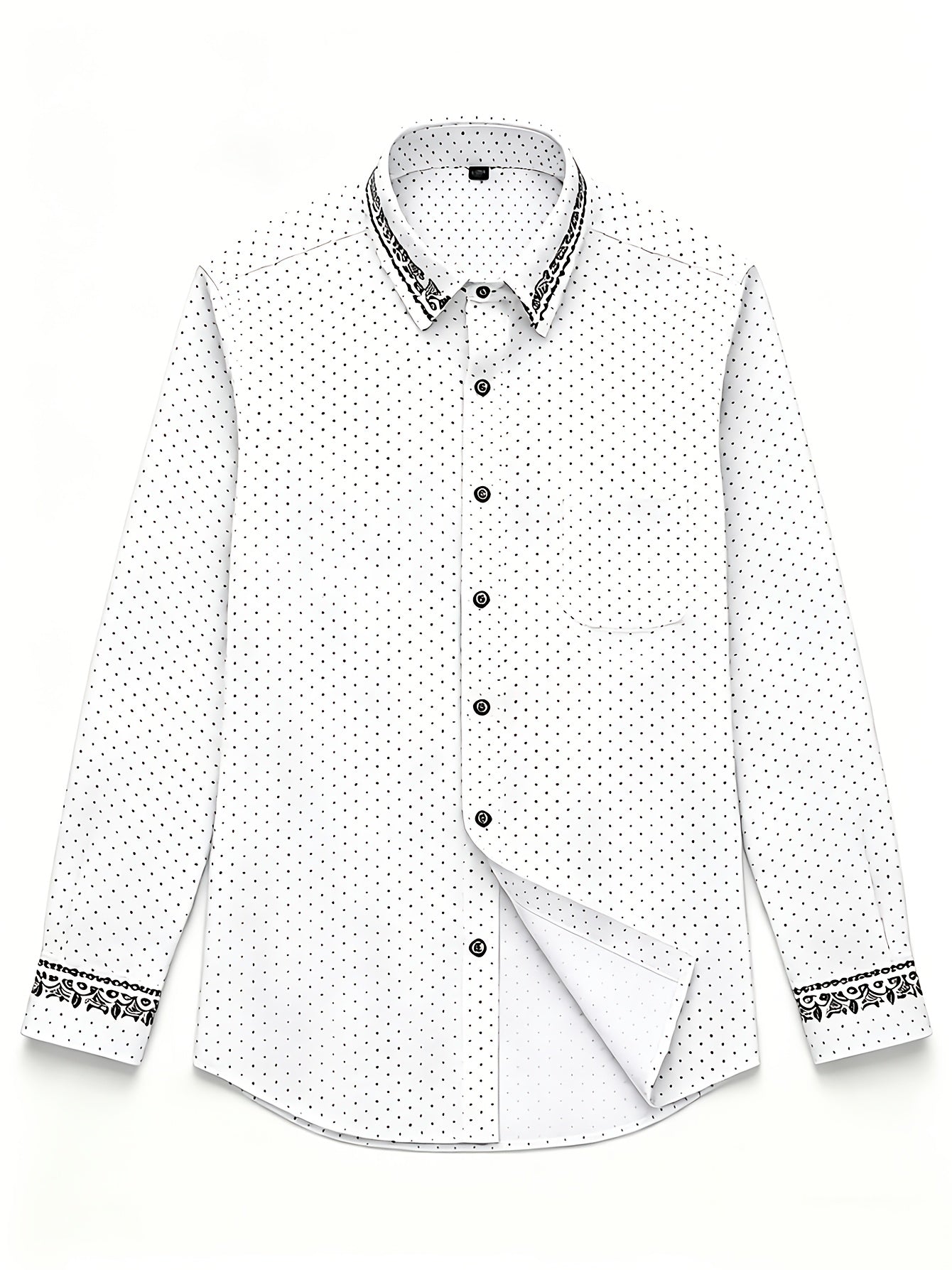 Teen Boys' White Blue Alphabet Print Casual Long Sleeve Shirt
