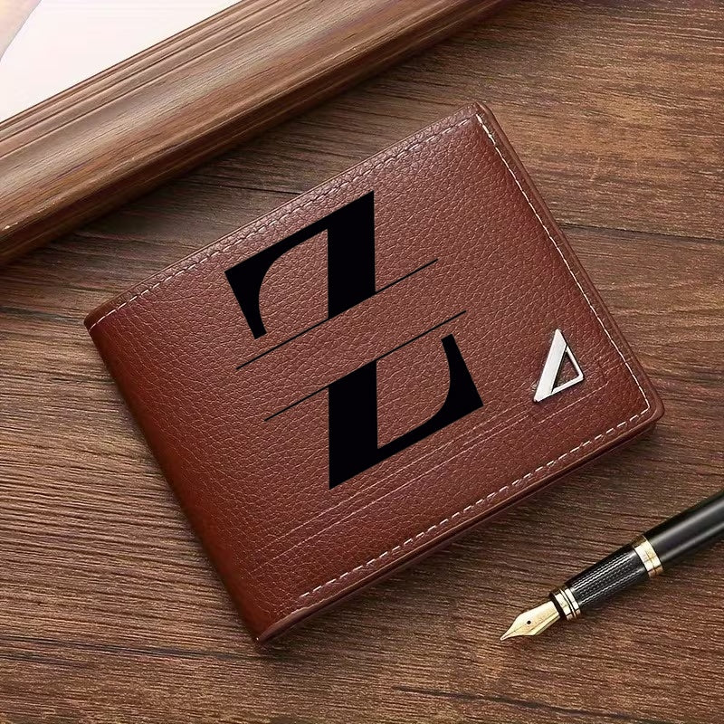 Custom Letter Solid Color Men's Wallet, Black Stylish Foldable Card Holder, Casual Men's Coin Purse, Suitable as a Birthday Gift for Husband, Holiday Anniversary Gift