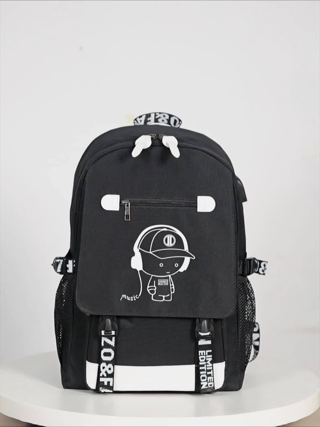 2pcs/set Luminous Men's Backpacks, Casual College Backpacks, Simple Cool Large Capacity Backpacks, Travel Computer Bag