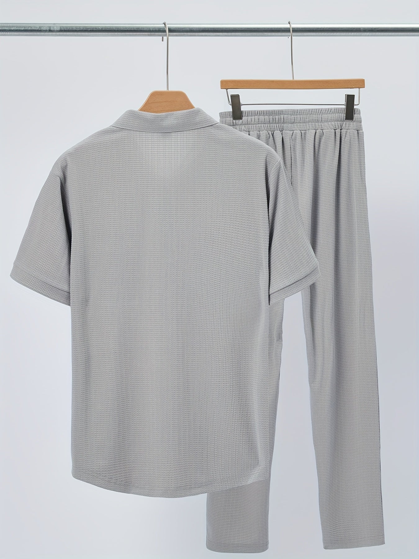 Men's Casual Fashion Short-Sleeve Zip-Up Suit, Suitable for All Seasons - ayq