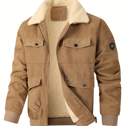 Men'S Heavy-Duty Thermal Jacket - Windproof & High Quality Winter Coat with Zipper Closure, Multi-Pocket Design, Non-Stretch Fabric - Cold Weather Outerwear for Everyday, Thick, Windproof Jacket, Casual Outerwear, Durable Con