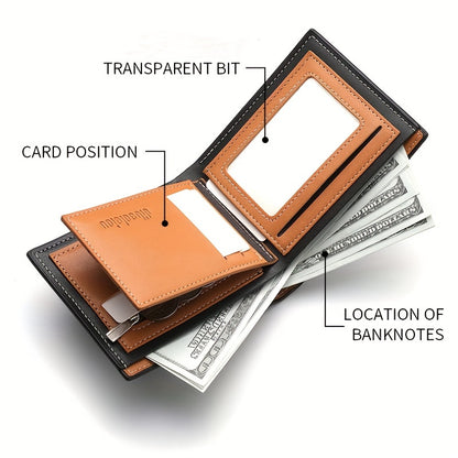 1pc Men's Lion 3D Embossed Pattern Wallet, Business PU Leather Wallet