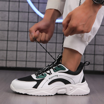 Men'S Casual Sports Sneakers - Stylish Black  White, Lightweight  Comfortable Running Shoes for All Seasons, Lace-Up Design, Allseason Sneakers   Stylish Casual Shoes   Comfortable Footwear
