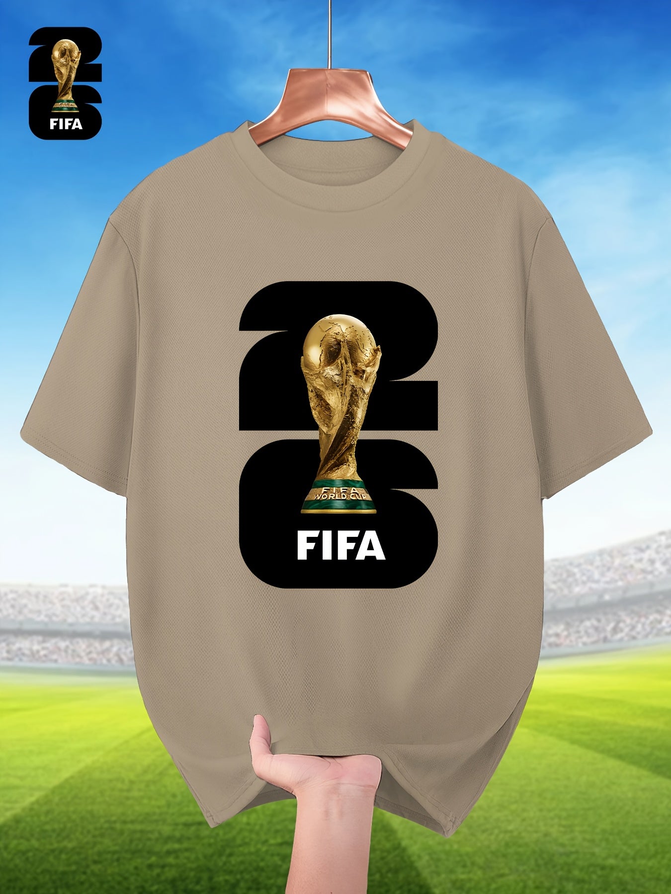 Men's Breathable Summer T-Shirt with FIFA World Cup Print