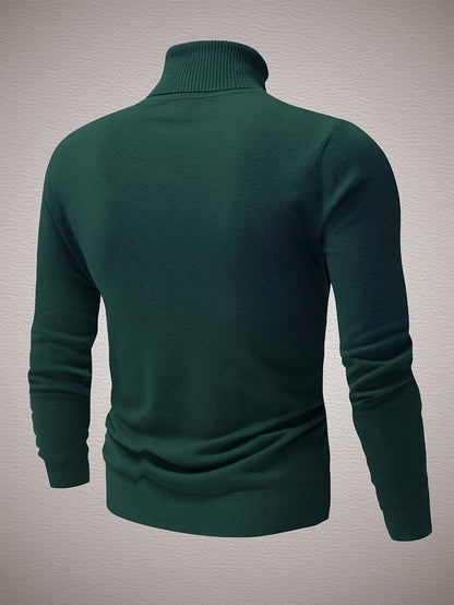 Men's Slim Fit High-Neck Knitted Pullover Sweater for Fall/Winter