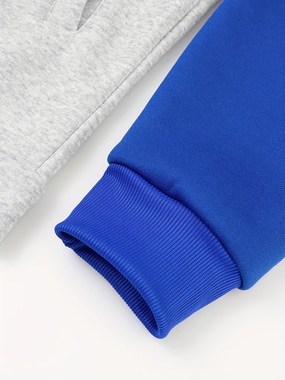 Men's Colorblock Hooded Jacket For Sports Outdoor, Stylish Leisure Outwear