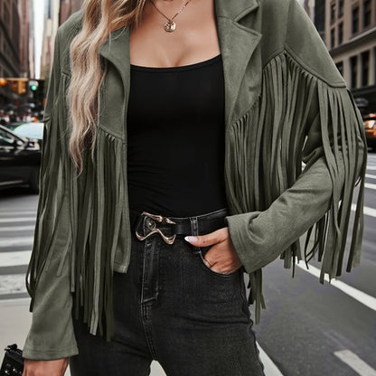 Plus Size, Women's Plus Size Elegant Long Jacket Coat - Soft Formal Lapel collar, All-Season Chic Outerwear for Office, Party, Everyday - Plus Friendly Elegant Jacket for Women, Party Attire, Suedelike Texture, Fuzzy Textured