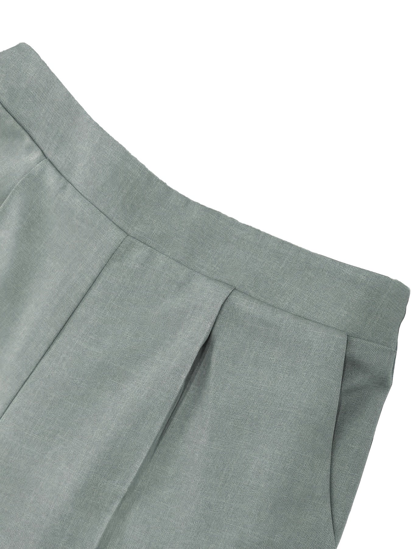 Women's Fashionable Set in Solid Color Top with Straight-Leg Pants, 2pcs Set for Elegant Style