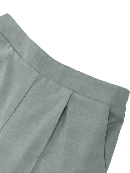 Women's Fashionable Set in Solid Color Top with Straight-Leg Pants, 2pcs Set for Elegant Style